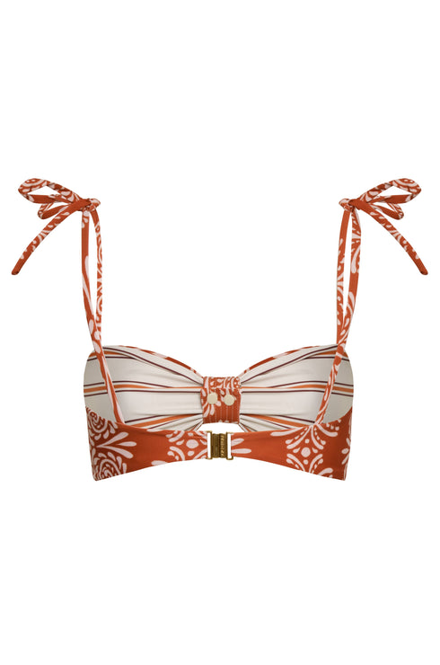 San Miguel Top / Red Arabesque - Orange Stripes